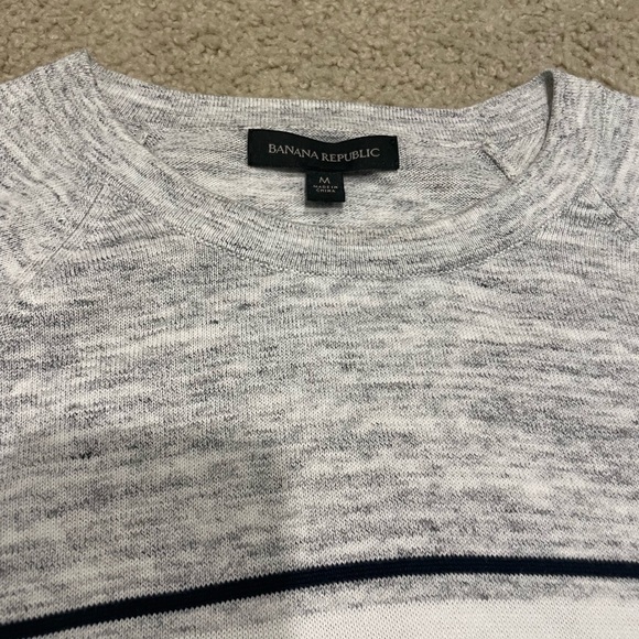 Banana Republic | Men’s Gray and Yellow Striped Sweater | size M | 100% cotton - Picture 3 of 5